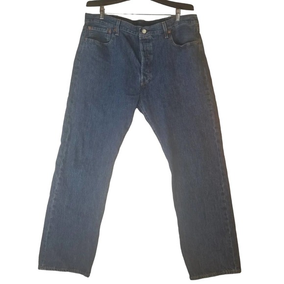 Levi's 501 Button Fly Blue Jeans straight leg Men's‎ Size 40x32 - Picture 1 of 8